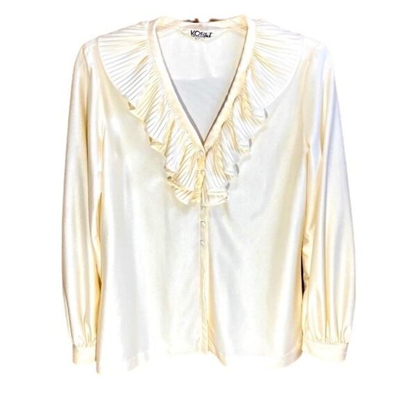 Gorgeous Vintage 1970’s Koret‎ cream colored Ruffle Blouse, Excellent Condition - Picture 1 of 10